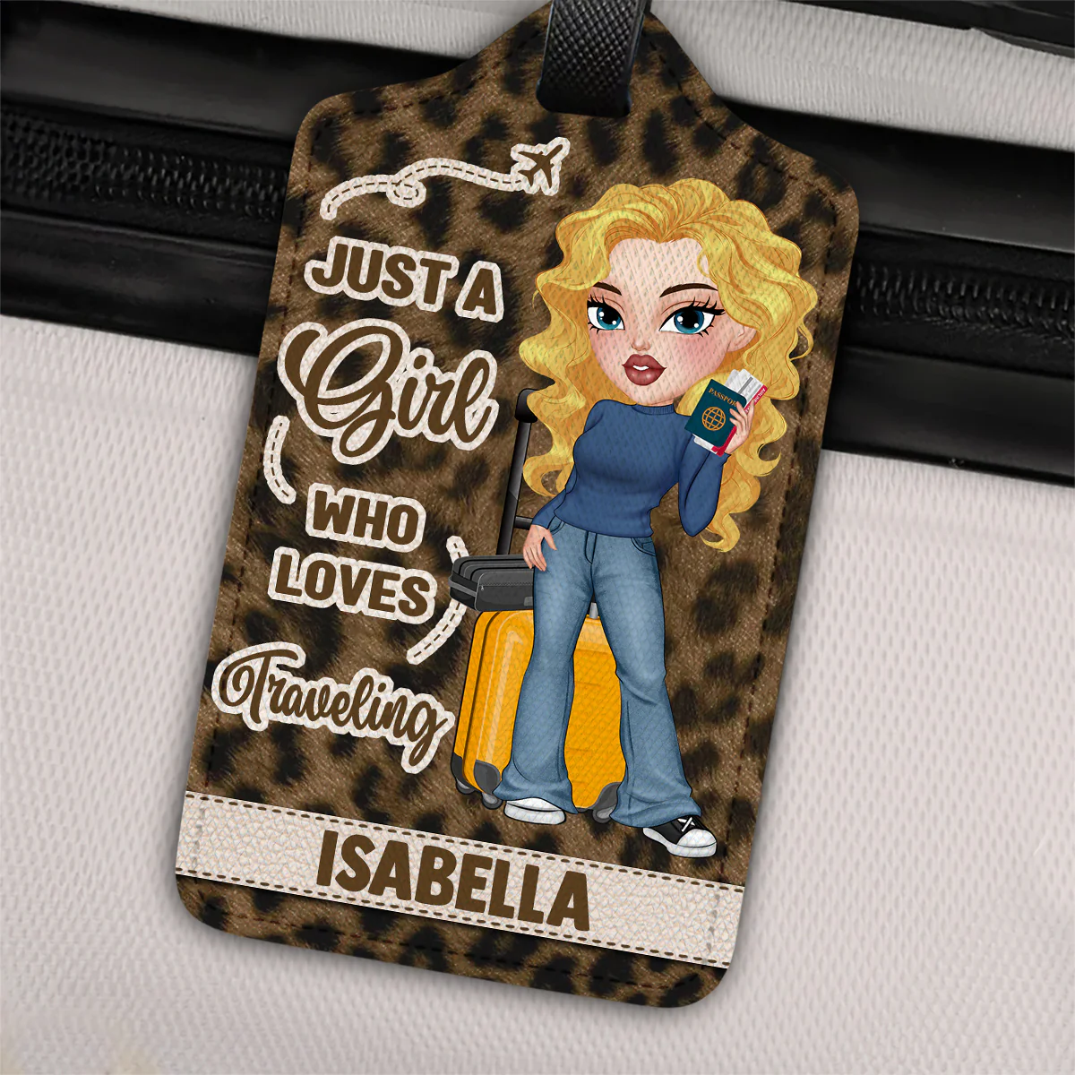 A Girl Loves Traveling - Gift For Traveling Lovers - Personalized Luggage Tag - Image 2