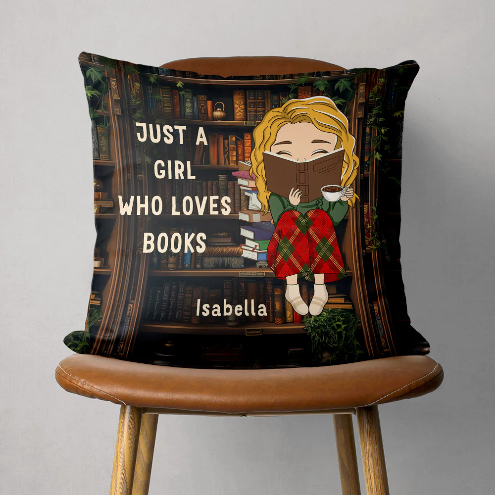 A Girl Obsessed With Books - Personalized Custom Throw Pillow - Image 5