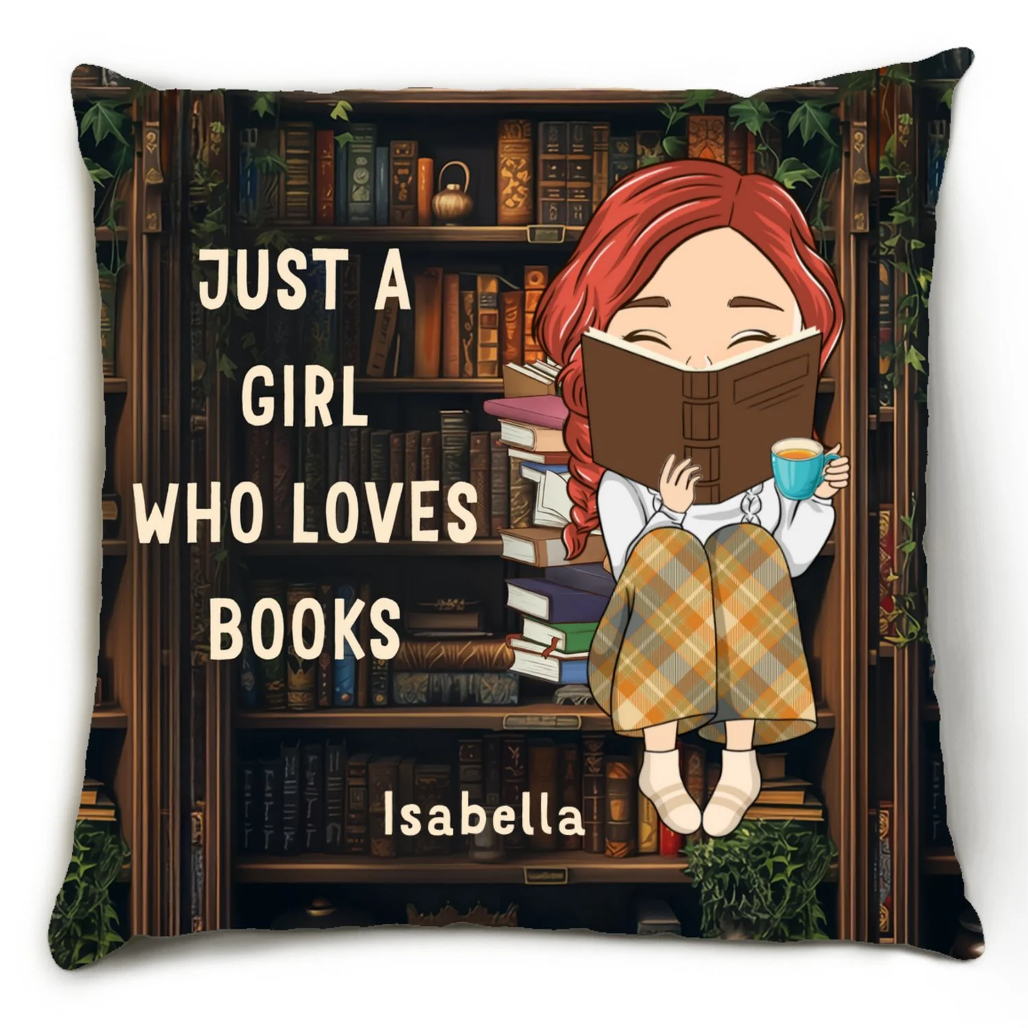 A Girl Obsessed With Books - Personalized Custom Throw Pillow - Image 6