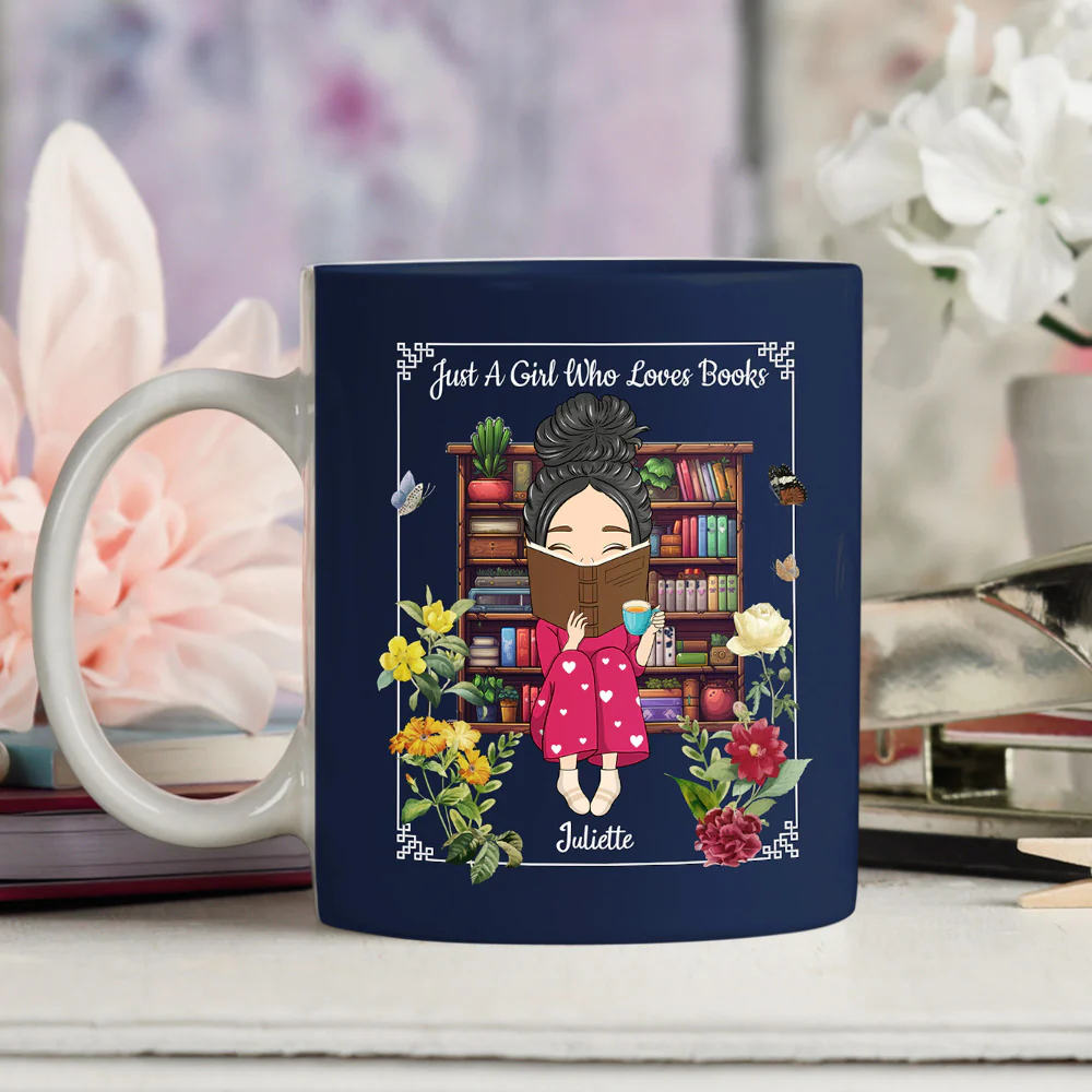 A Girl Who Finds Magic In Books - Personalized Custom Coffee Mug - Image 2