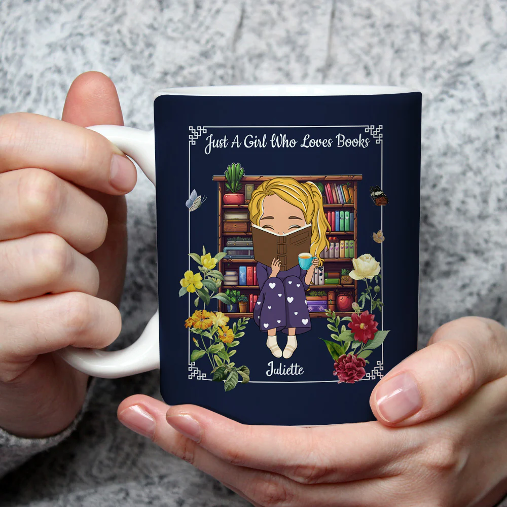 A Girl Who Finds Magic In Books - Personalized Custom Coffee Mug - Image 3