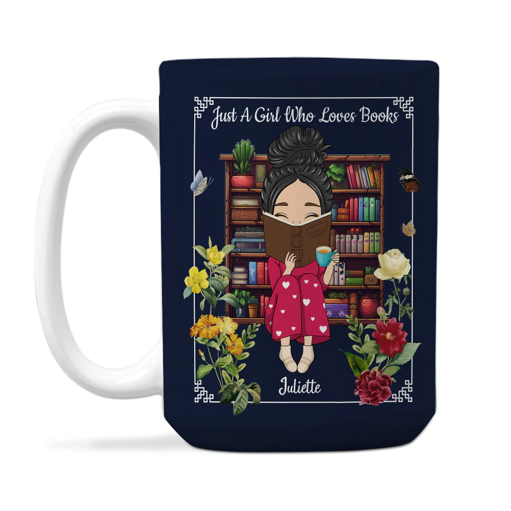 A Girl Who Finds Magic In Books - Personalized Custom Coffee Mug - Image 5