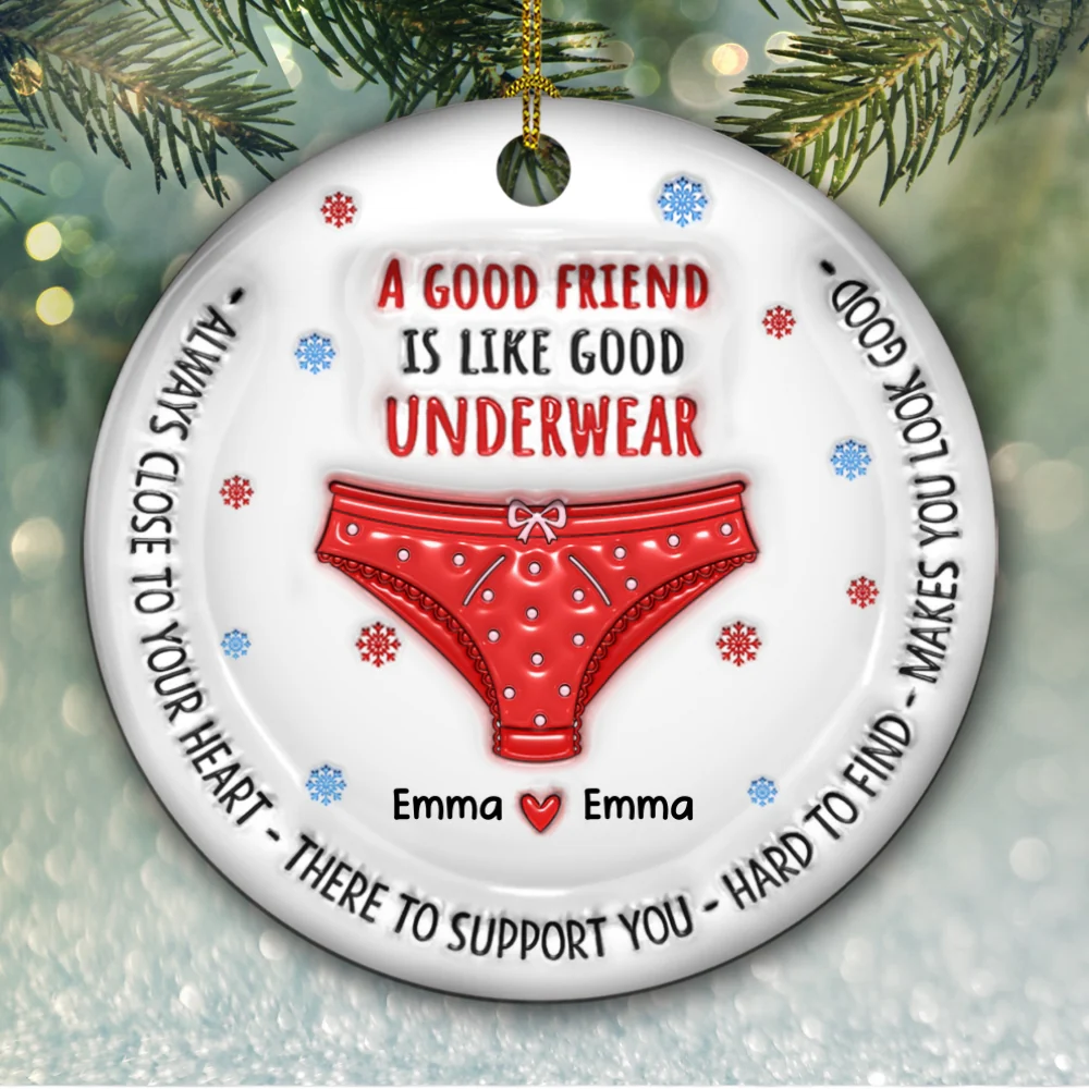 A Good Friend Is Like Good Underwear - Personalized Custom 3D Inflated Effect Ceramic Ornament - Image 5