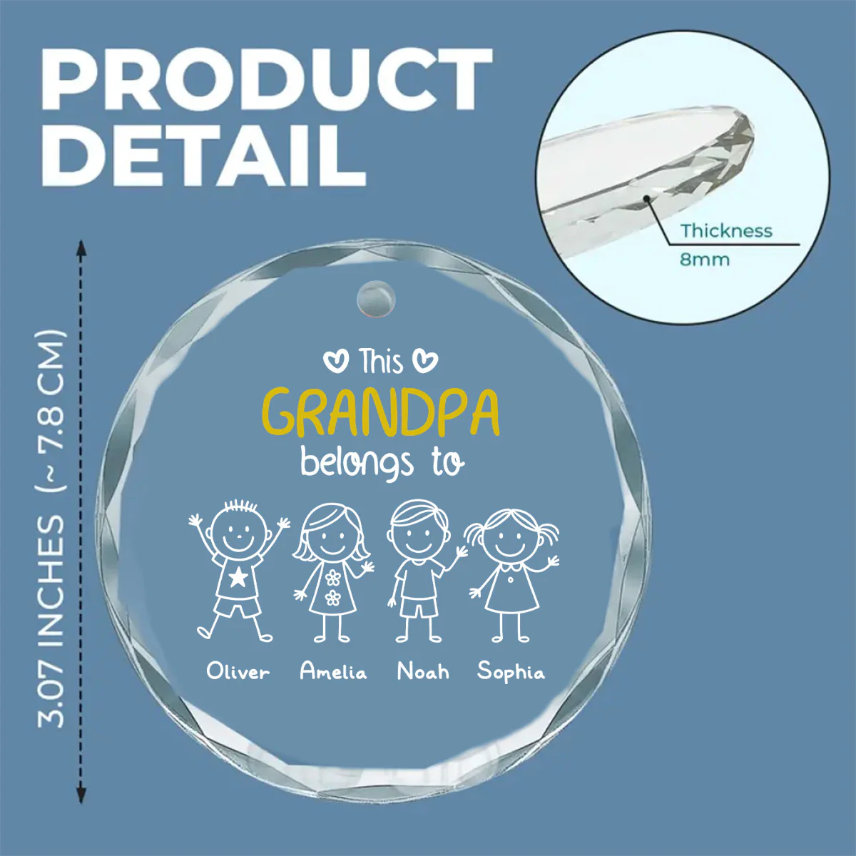 A Grandpa Loved At Christmas - Personalized Custom Glass Ornament - Image 5