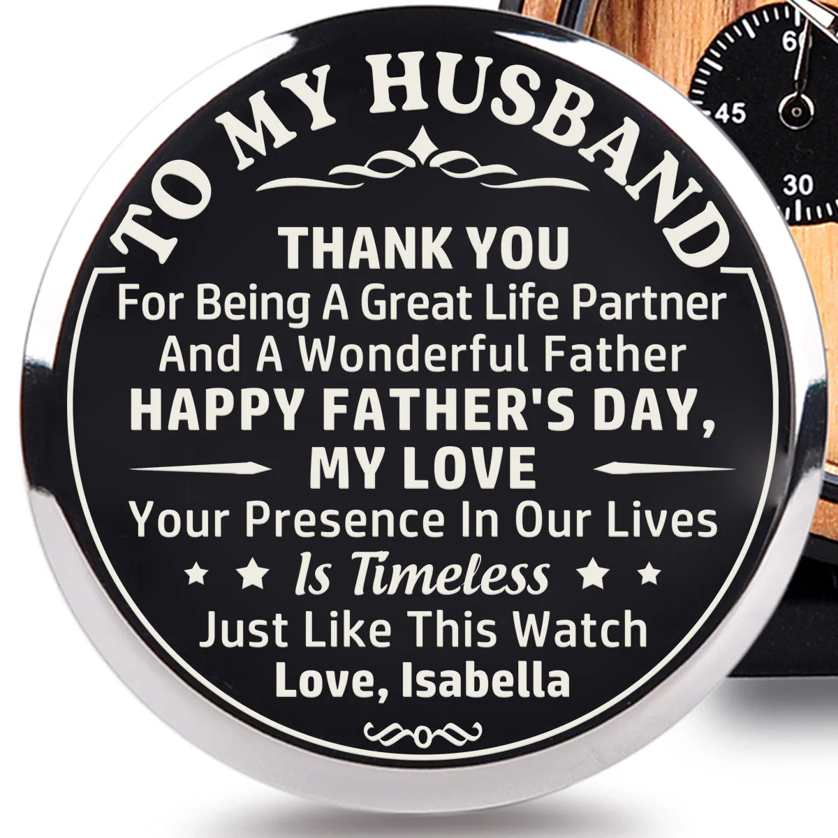 A Great Life Partner - Personalized Engraved Wooden Watches GP009 - Image 2
