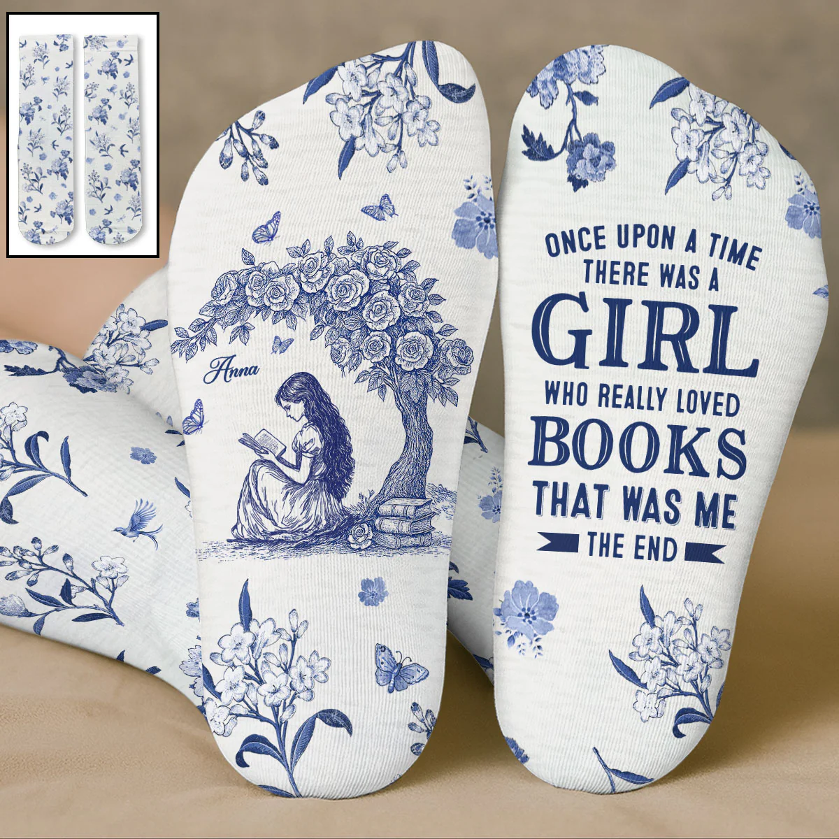 A Heart Full Of Books - Personalized Custom Crew Socks