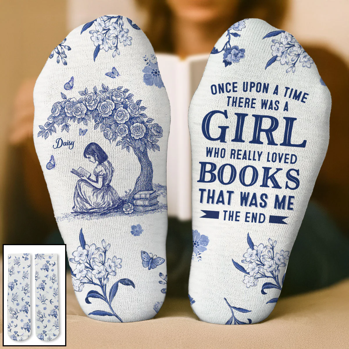 A Heart Full Of Books - Personalized Custom Crew Socks - Image 2