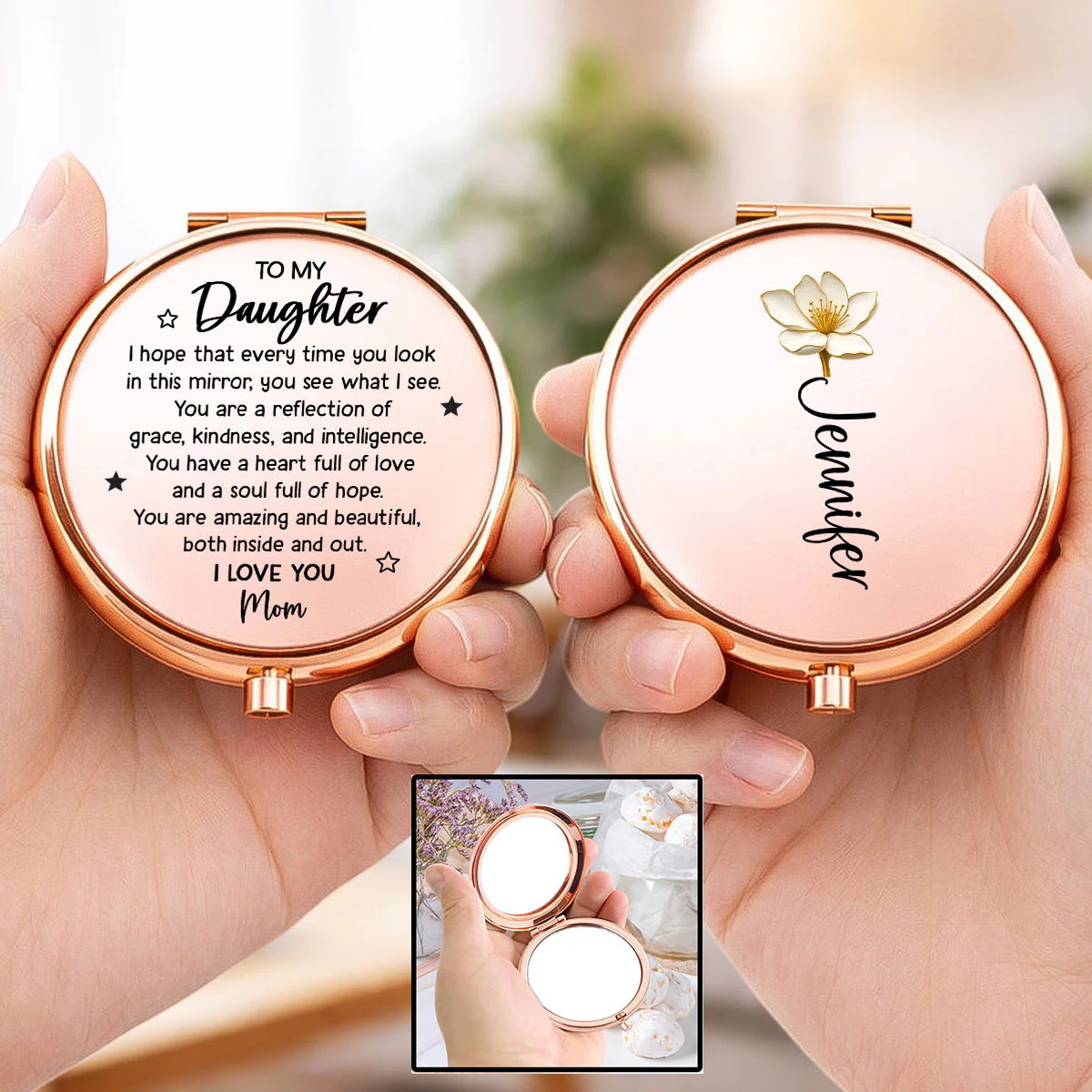 A Heart Full Of Love Daughter - Personalized Custom Compact Mirror
