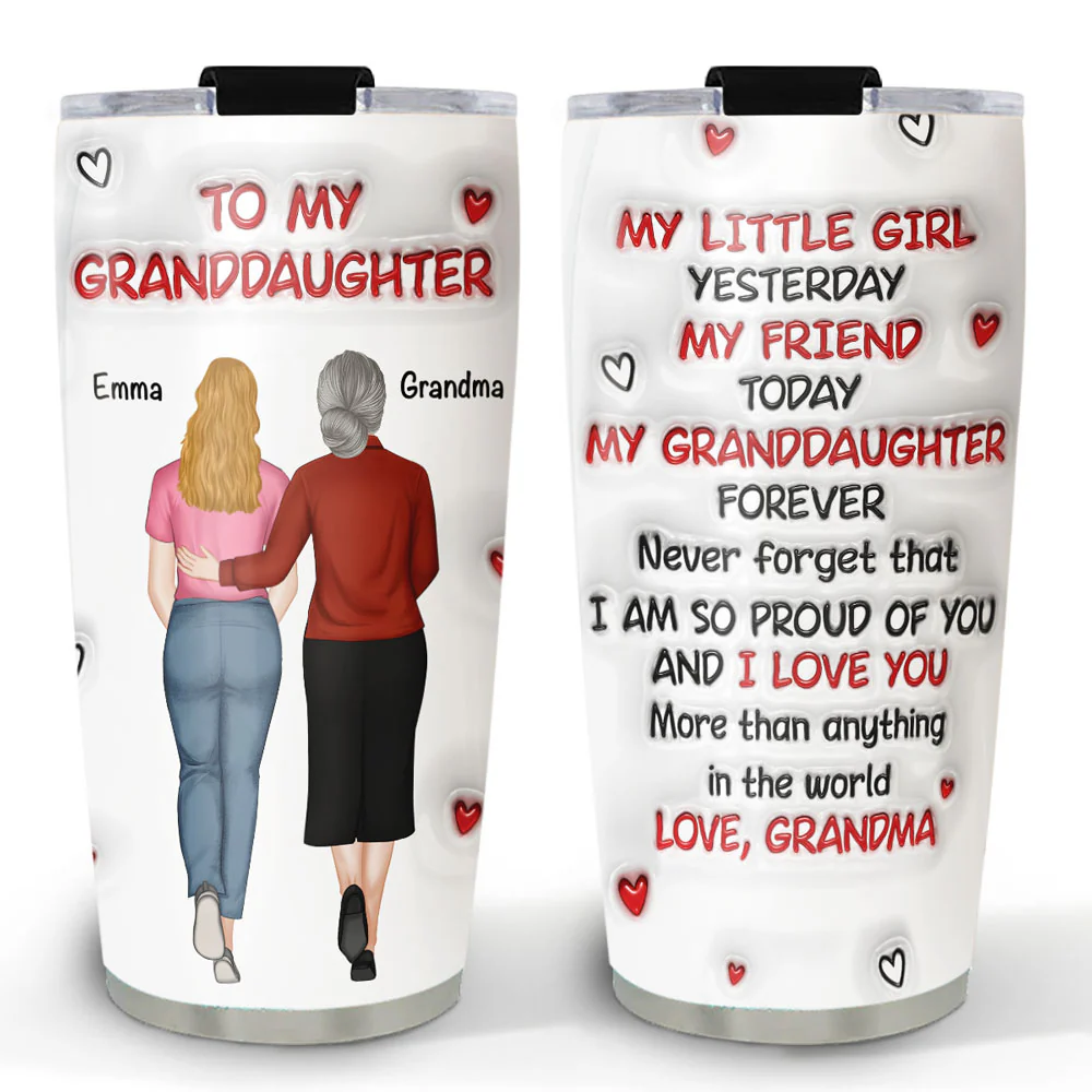 A Hug From Grandma -  Personalized Custom 3D Inflated Effect Tumbler