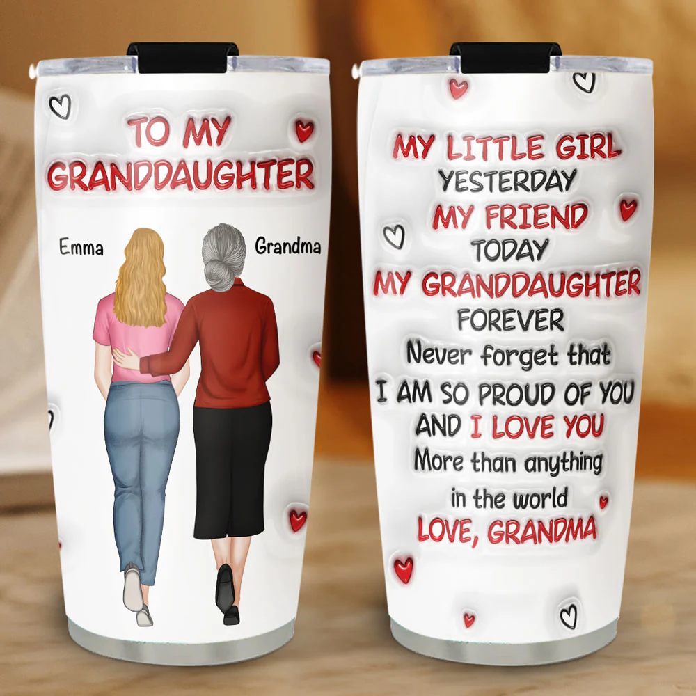 A Hug From Grandma -  Personalized Custom 3D Inflated Effect Tumbler - Image 3