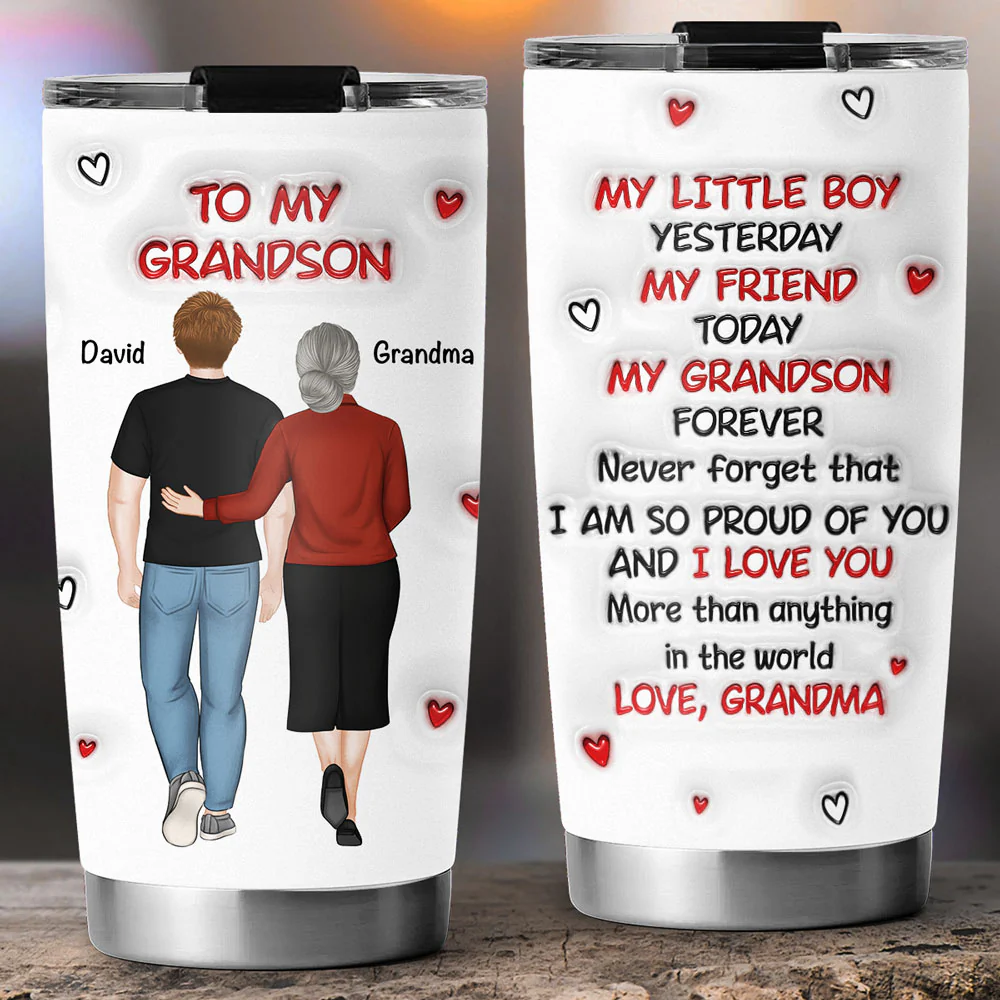A Hug From Grandma -  Personalized Custom 3D Inflated Effect Tumbler - Image 4
