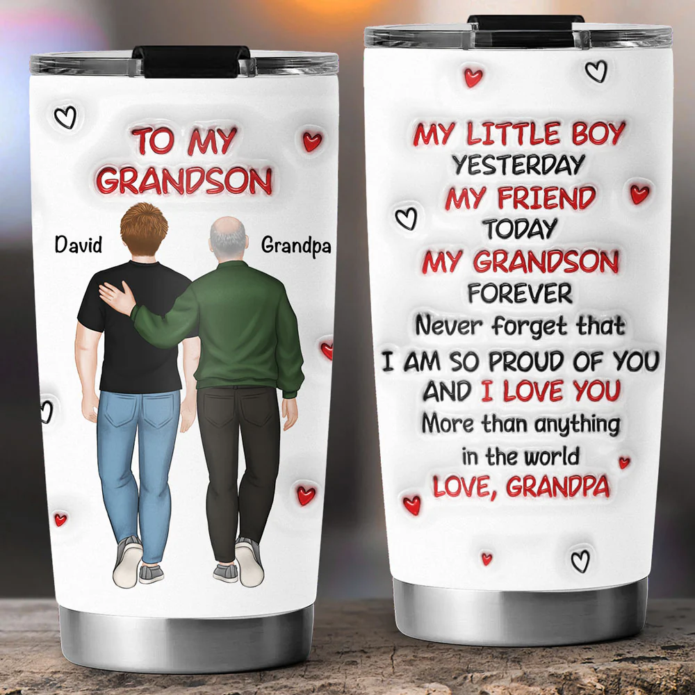 A Hug From Grandpa -  Personalized Custom 3D Inflated Effect Tumbler - Image 4