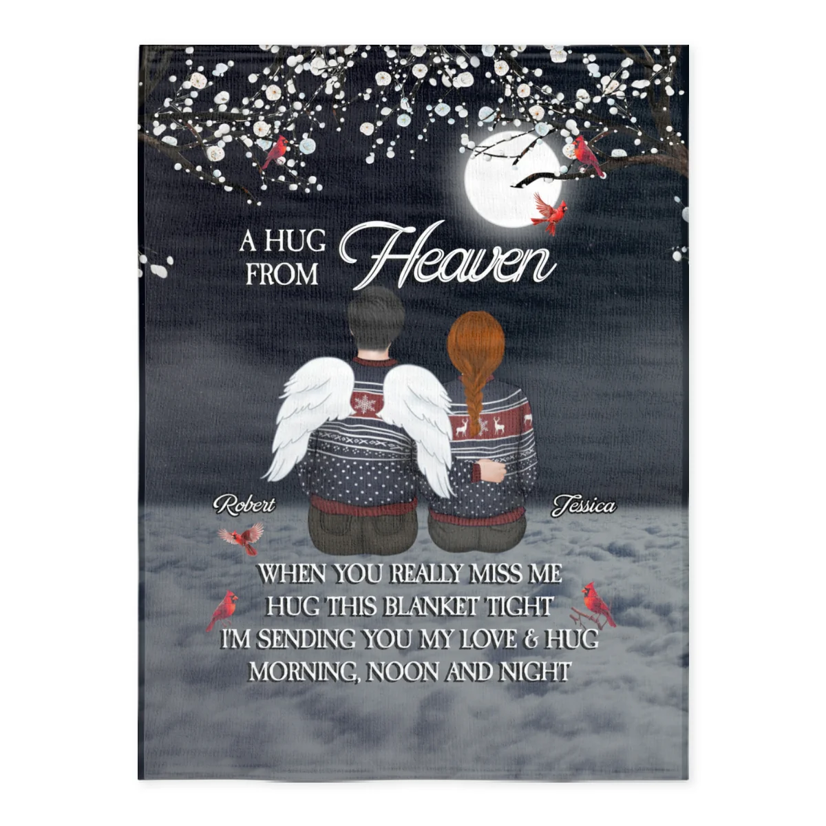 A Hug From Heaven Version 2 - Personalized Custom Fleece Blanket - Image 4
