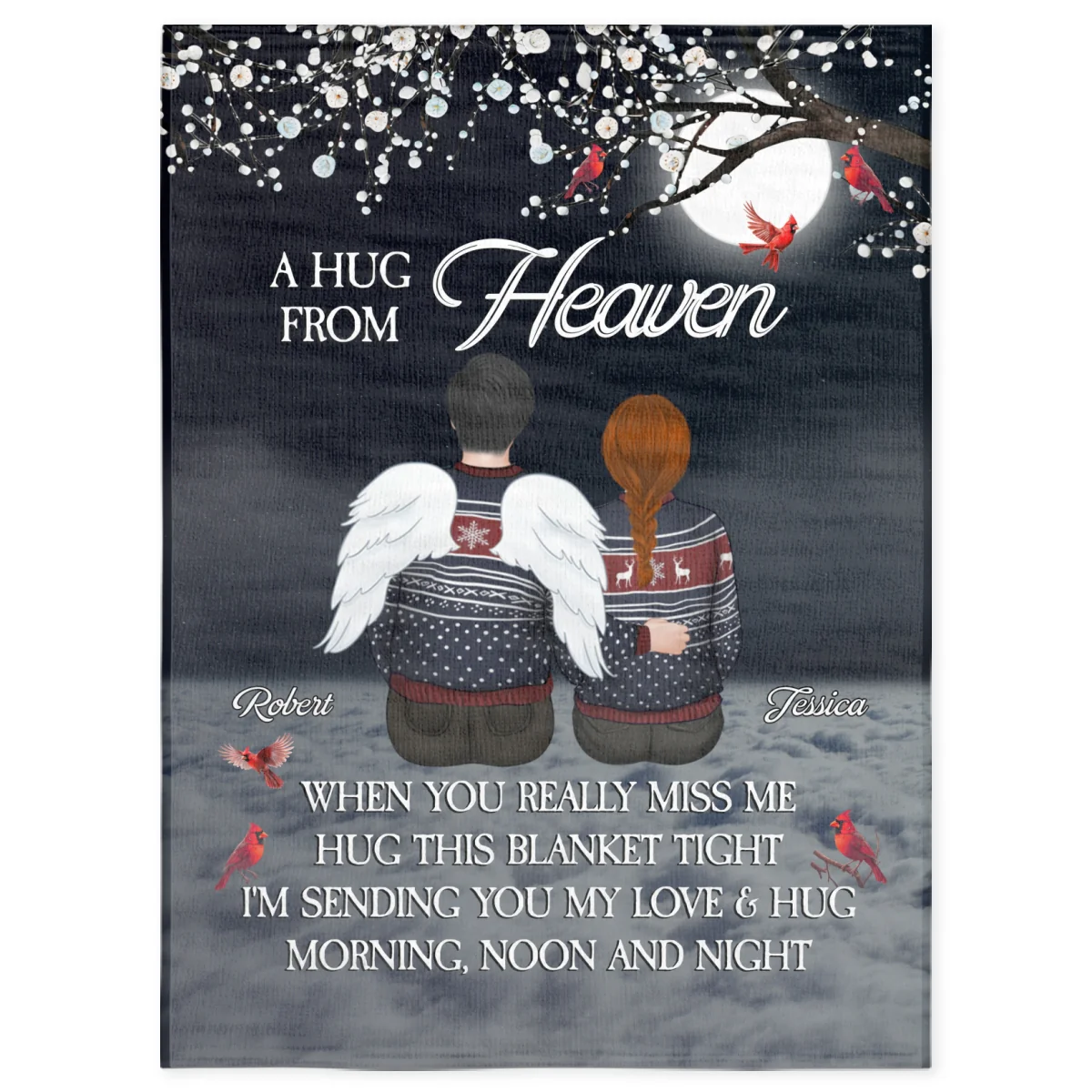 A Hug From Heaven Version 2 - Personalized Custom Fleece Blanket - Image 6