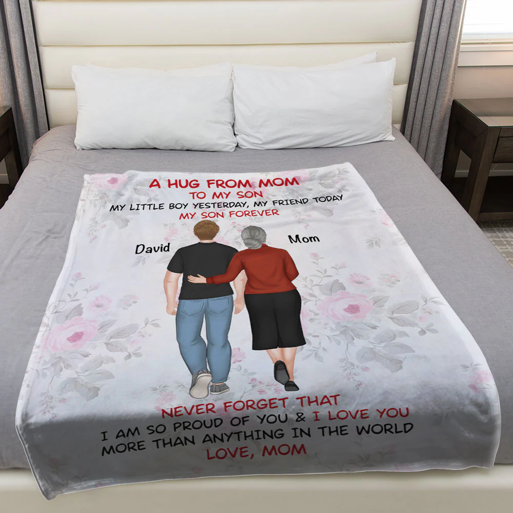 A Hug From Mom - Personalized Custom Fleece Blanket - Image 3