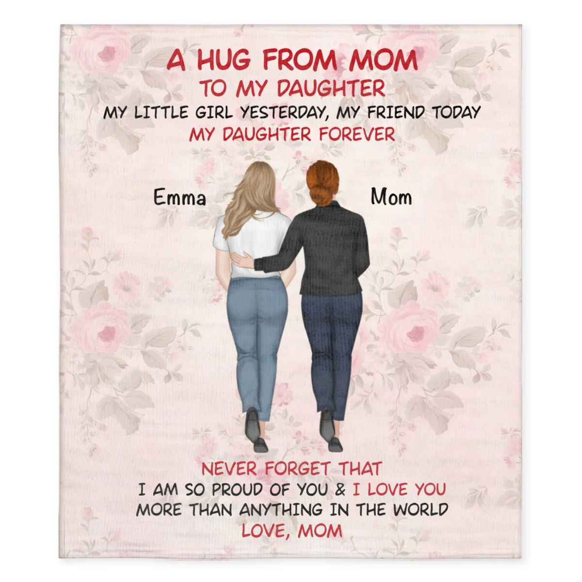 A Hug From Mom - Personalized Custom Fleece Blanket - Image 6