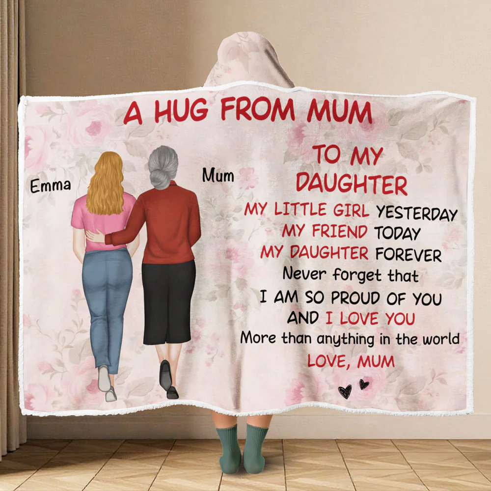 A Hug From Mom - Personalized Custom Hooded Blanket - Image 2