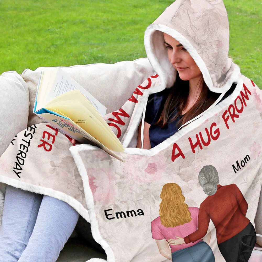 A Hug From Mom - Personalized Custom Hooded Blanket - Image 3