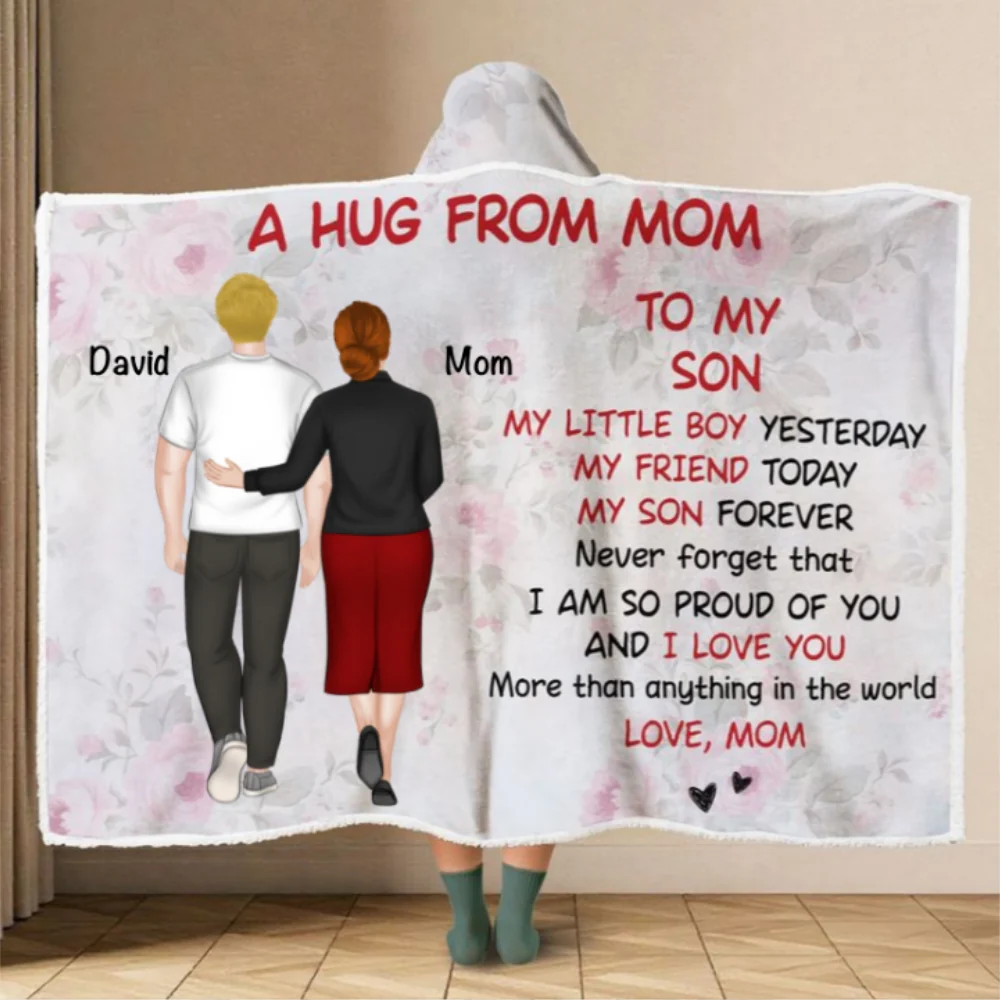 A Hug From Mom - Personalized Custom Hooded Blanket - Image 7