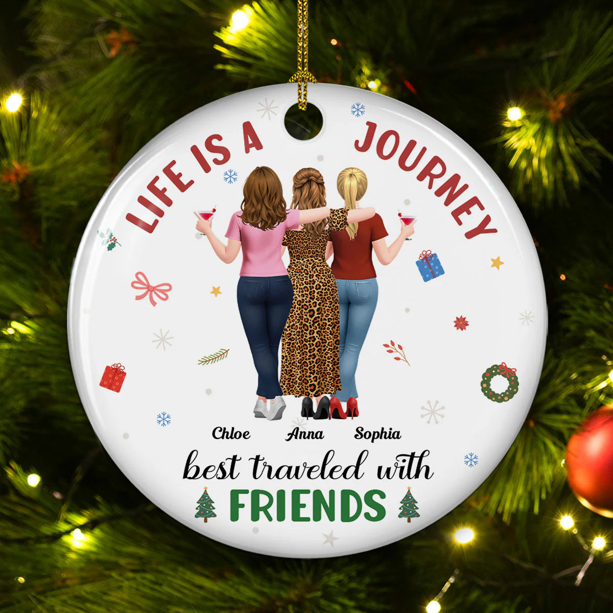 A Journey With Who I Love - Personalized Custom Ceramic Ornament - Image 2