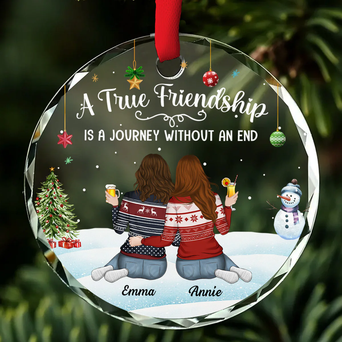 A Journey Without An End - Personalized Custom Glass Ornament - Image 3