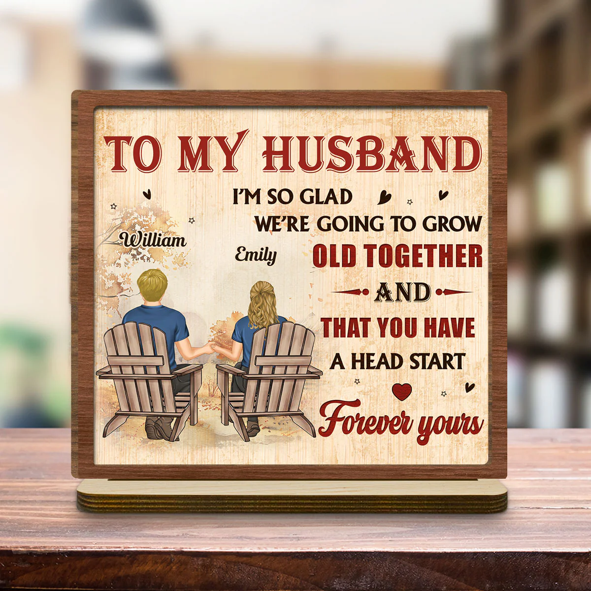 A Lifetime With You - Personalized Custom 2-Layer Wood Plaque With Flat Base - Image 4