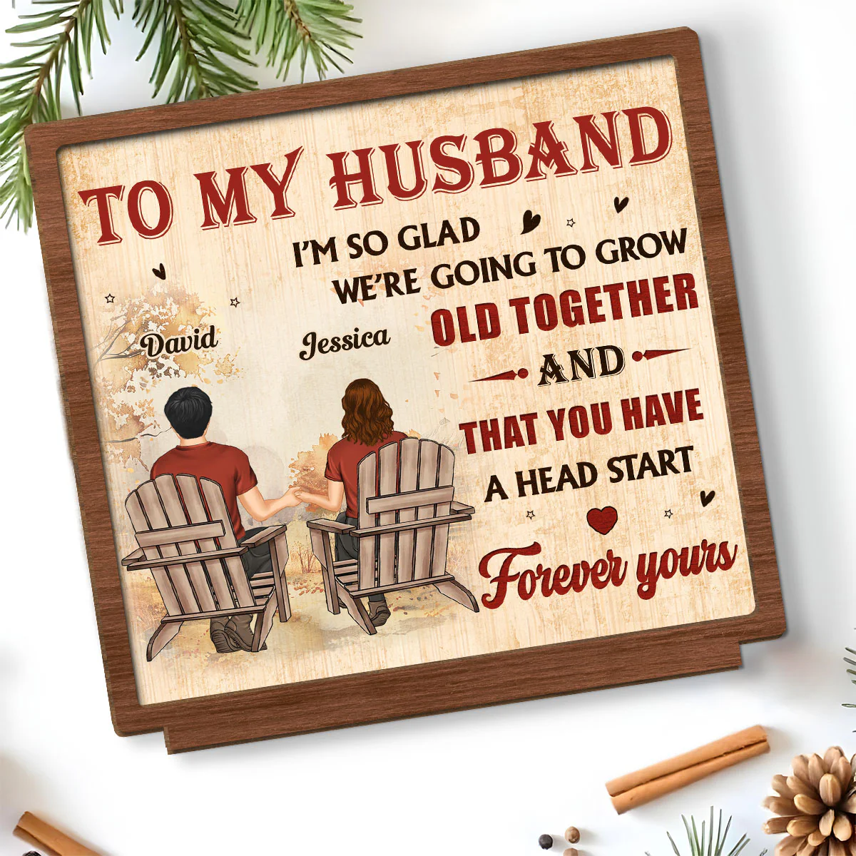 A Lifetime With You - Personalized Custom 2-Layer Wood Plaque With Flat Base - Image 5