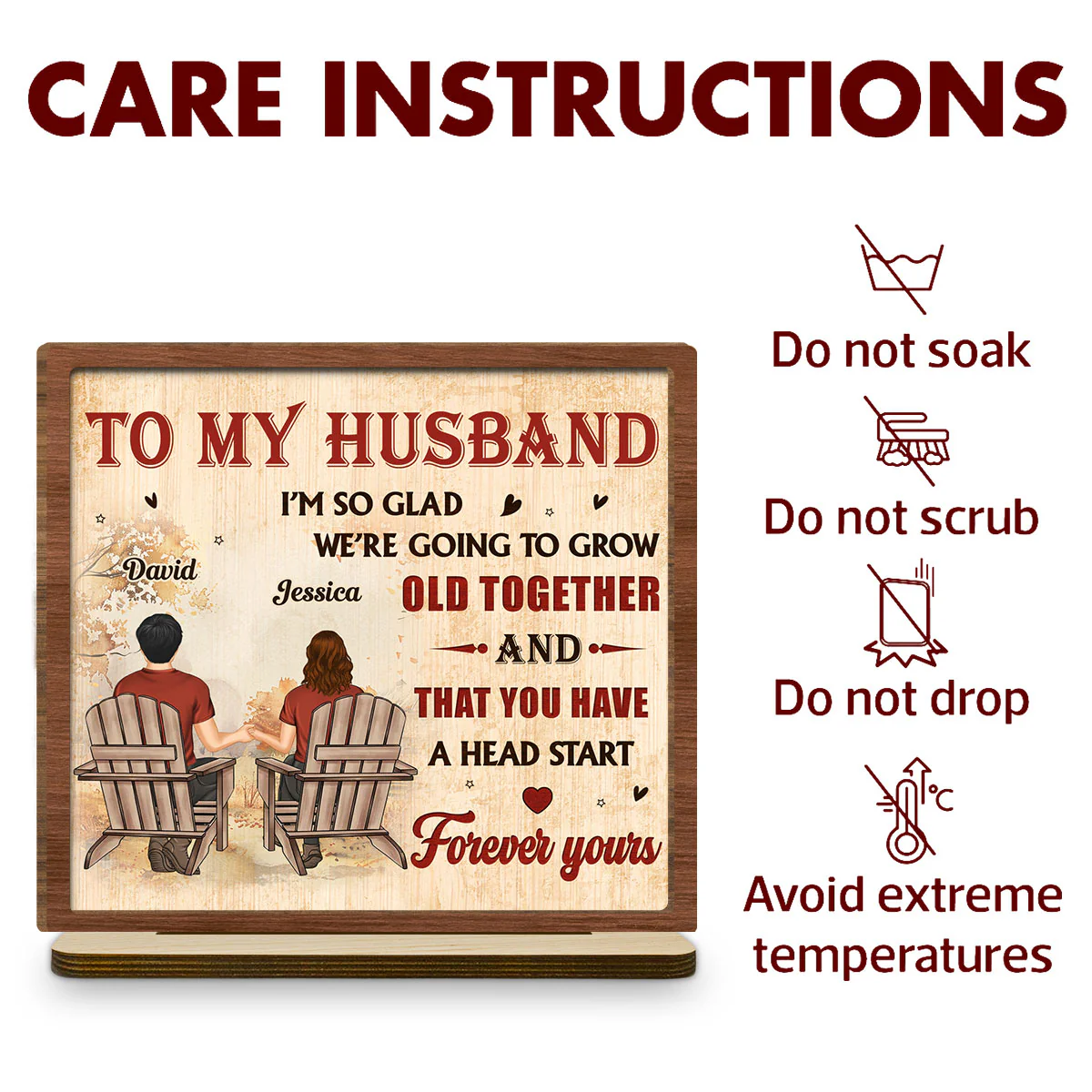 A Lifetime With You - Personalized Custom 2-Layer Wood Plaque With Flat Base - Image 6