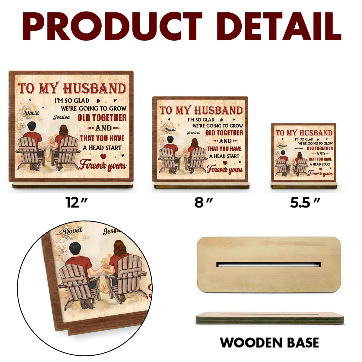 A Lifetime With You - Personalized Custom 2-Layer Wood Plaque With Flat Base - Image 7