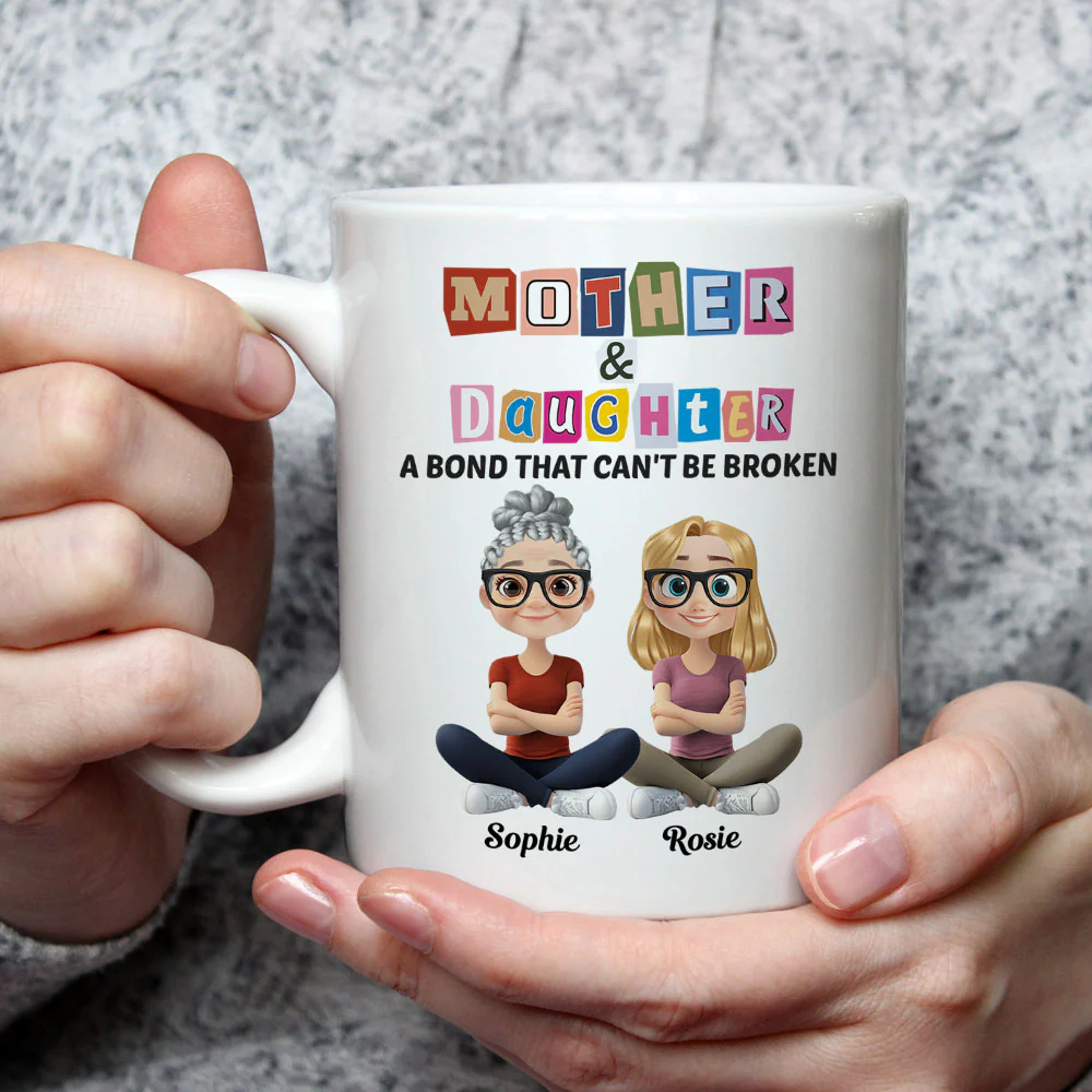 A Link Between Mother And Daughter - Personalized Custom Coffee Mug - Image 2