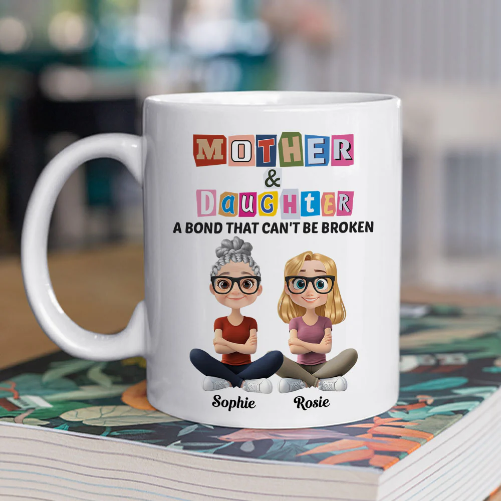 A Link Between Mother And Daughter - Personalized Custom Coffee Mug - Image 3