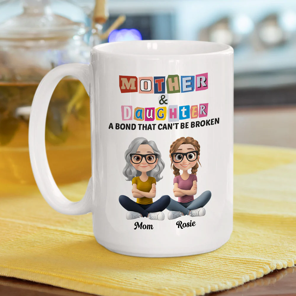 A Link Between Mother And Daughter - Personalized Custom Coffee Mug - Image 4