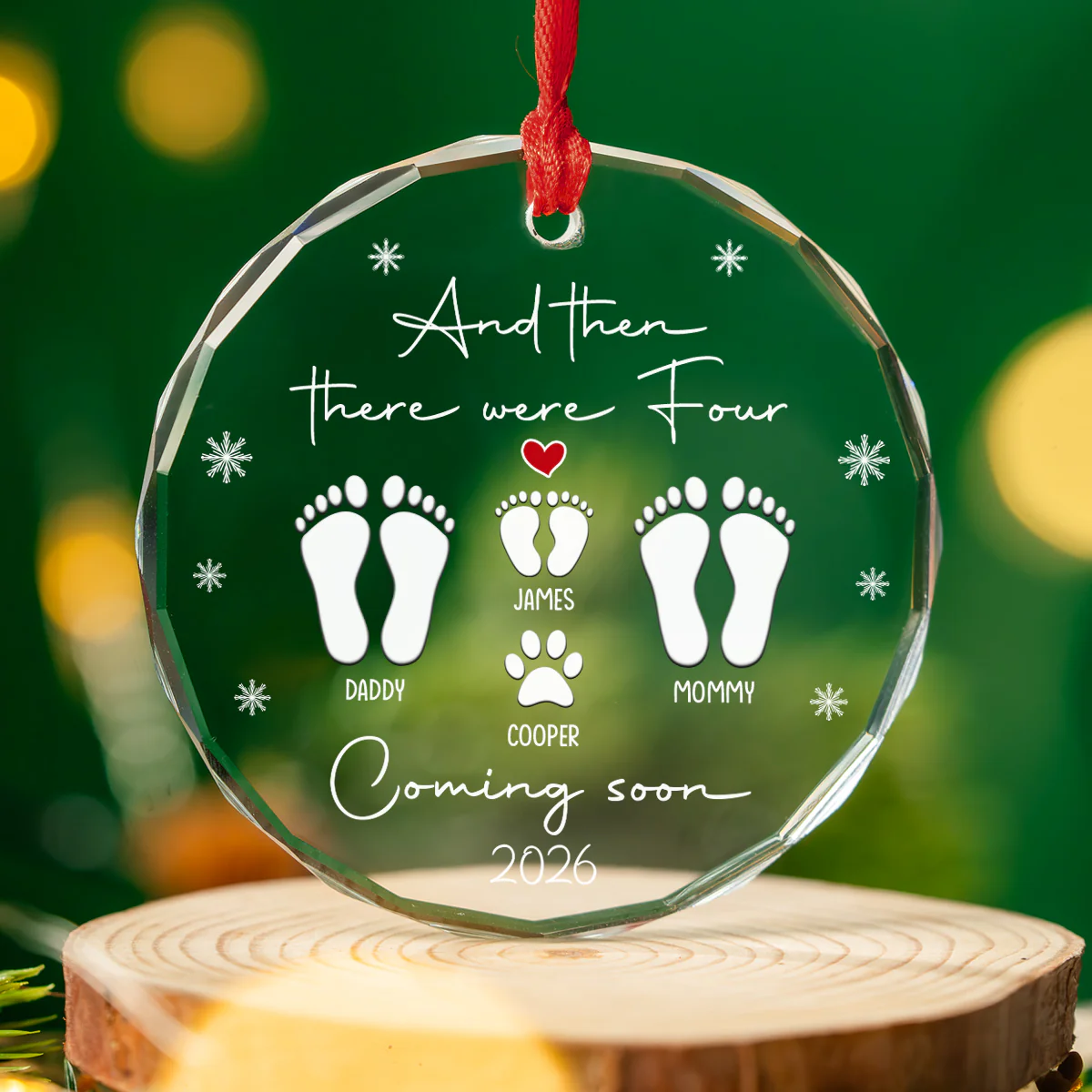 A Little One On Way - Personalized Custom Glass Ornament - Image 3