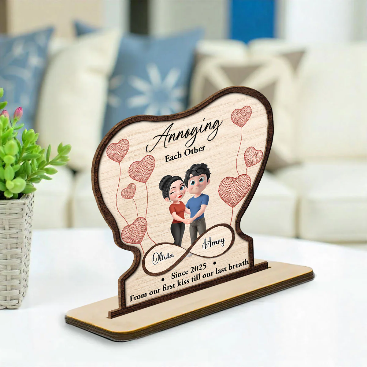 A Love That Lasts - Personalized Custom 2-Layer Wood Plaque With Flat Base - Image 3