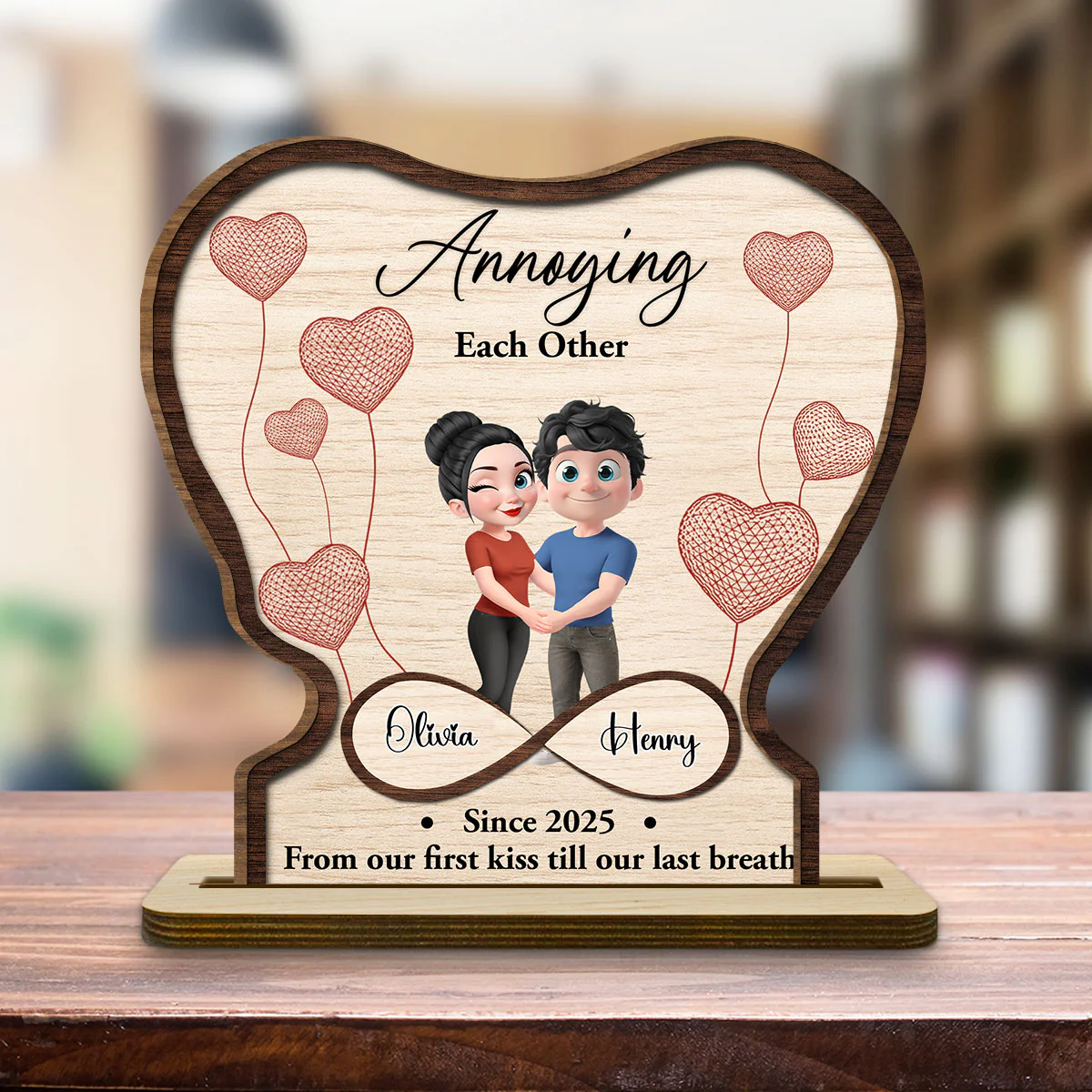 A Love That Lasts - Personalized Custom 2-Layer Wood Plaque With Flat Base - Image 4