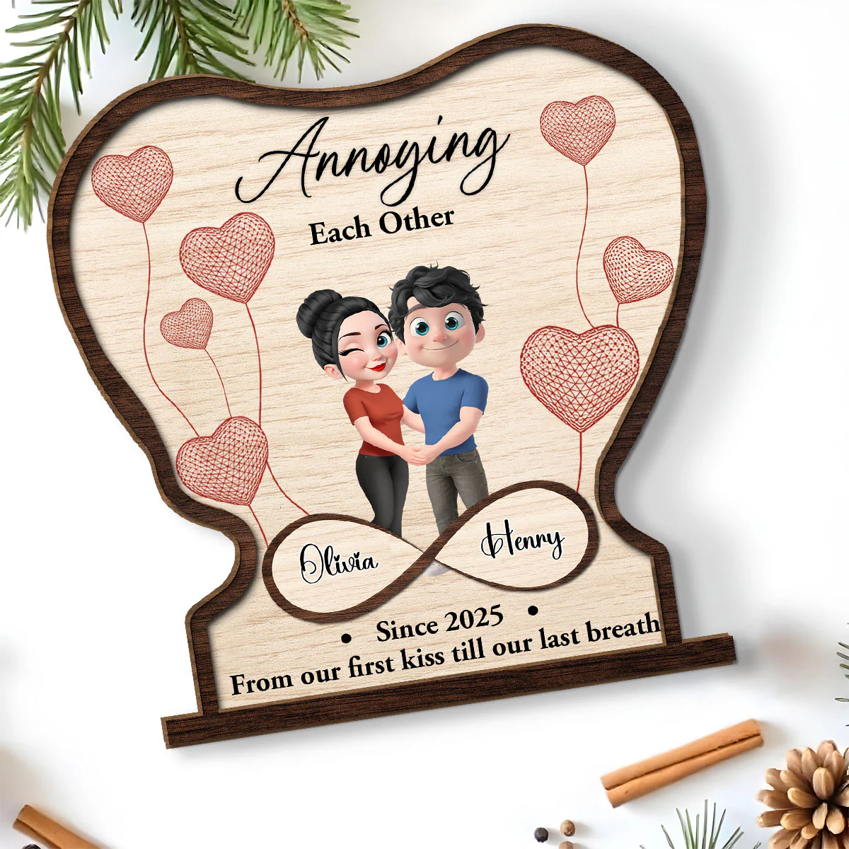 A Love That Lasts - Personalized Custom 2-Layer Wood Plaque With Flat Base - Image 5
