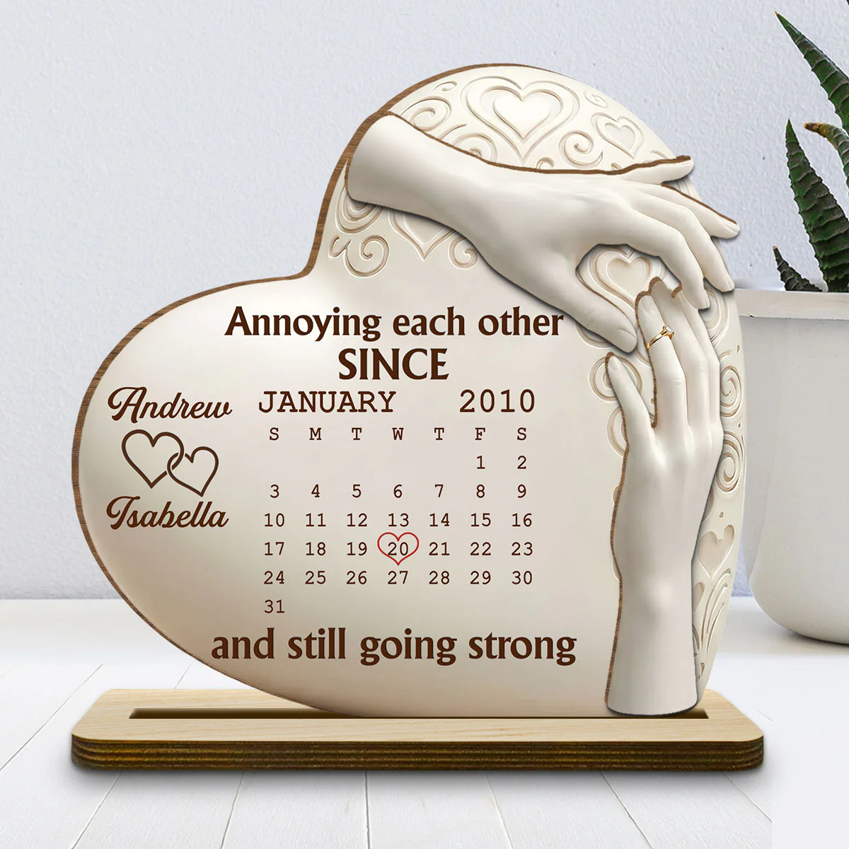 A Love To Remember - Personalized Custom 2-Layer Wood Plaque With Flat Base