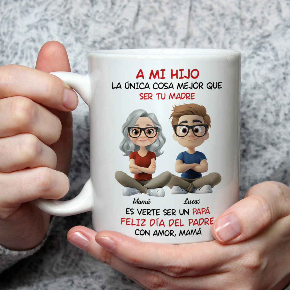 A Mi Hijo Cartoonizado - Taza Personalizada de Café - Image 4