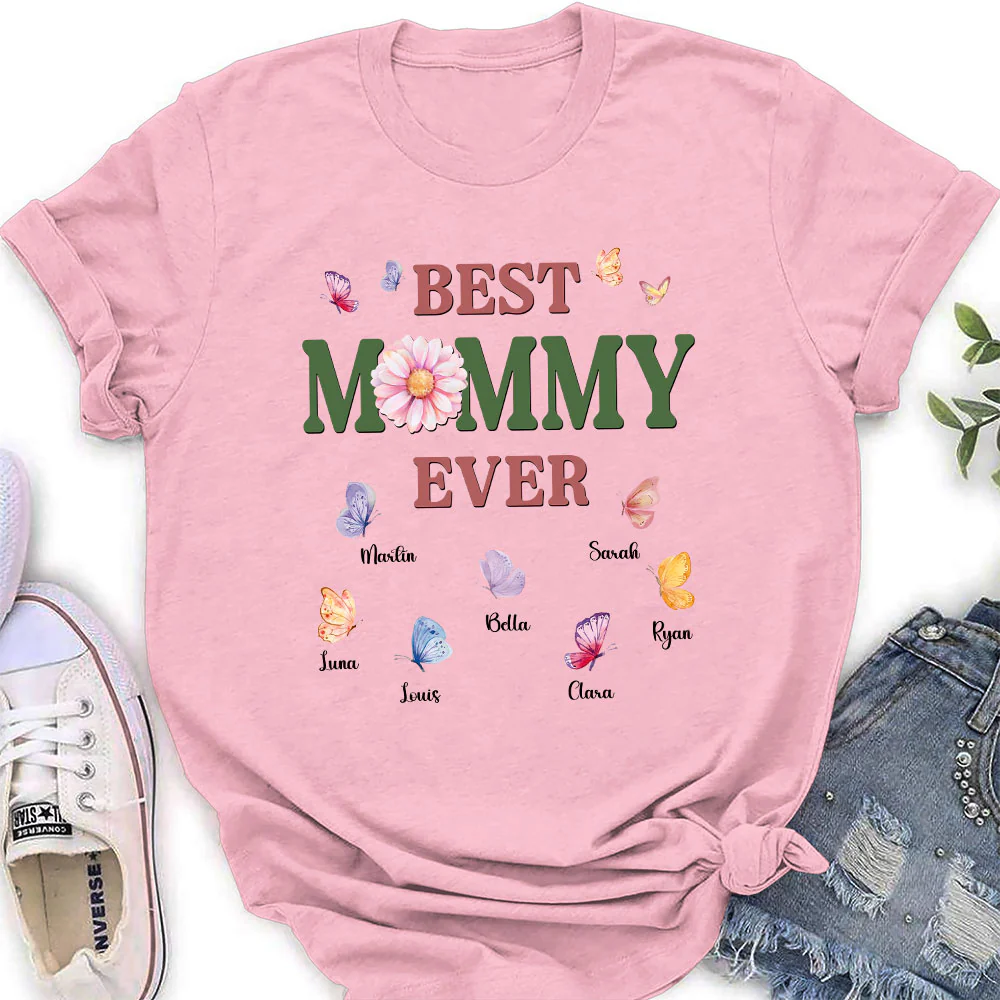 A Mom Blooms Like A Butterfly - Personalized Custom Shirt - Image 3