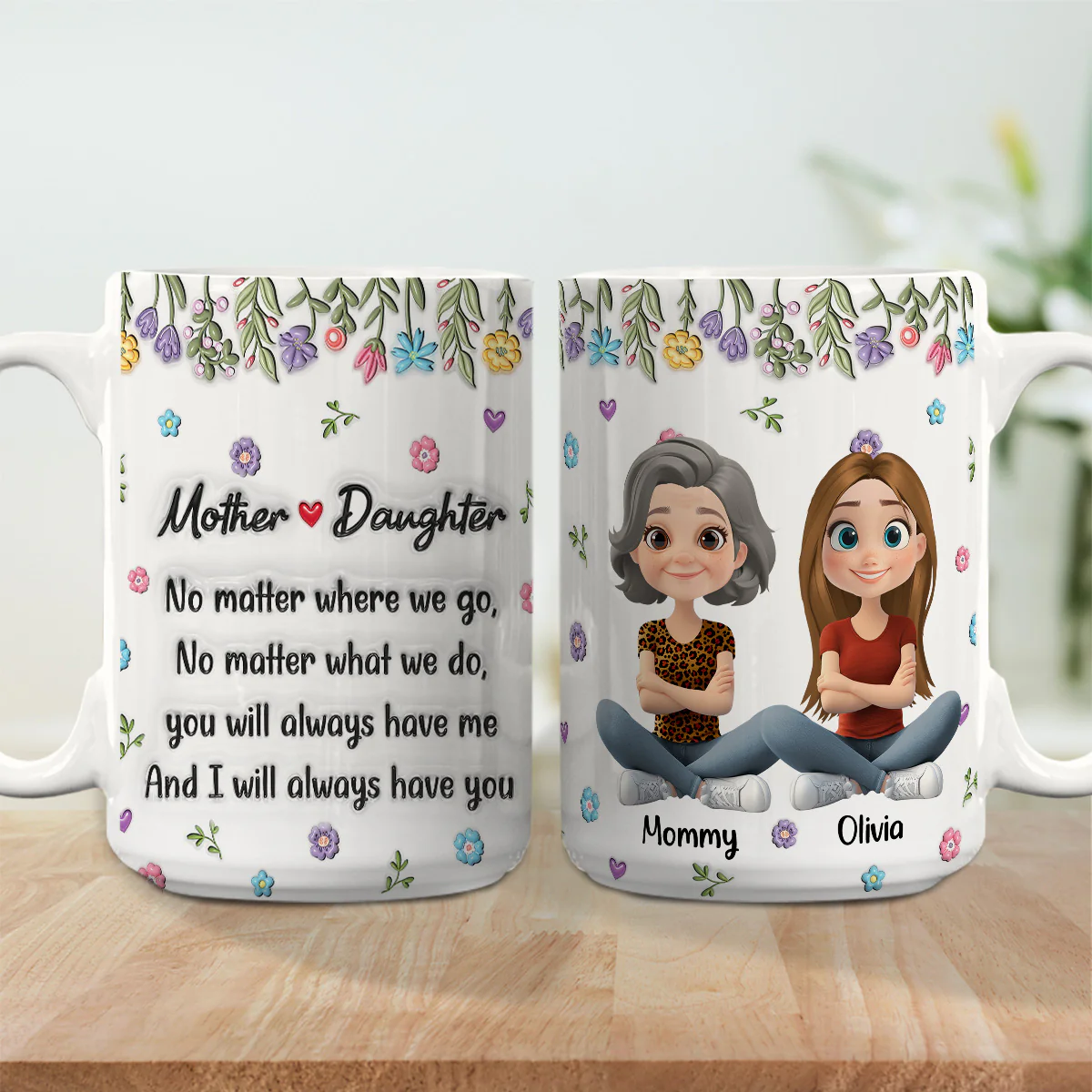 A Mother And Daughter Bond - Personalized Custom 3D Inflated Effect Mug - Image 4