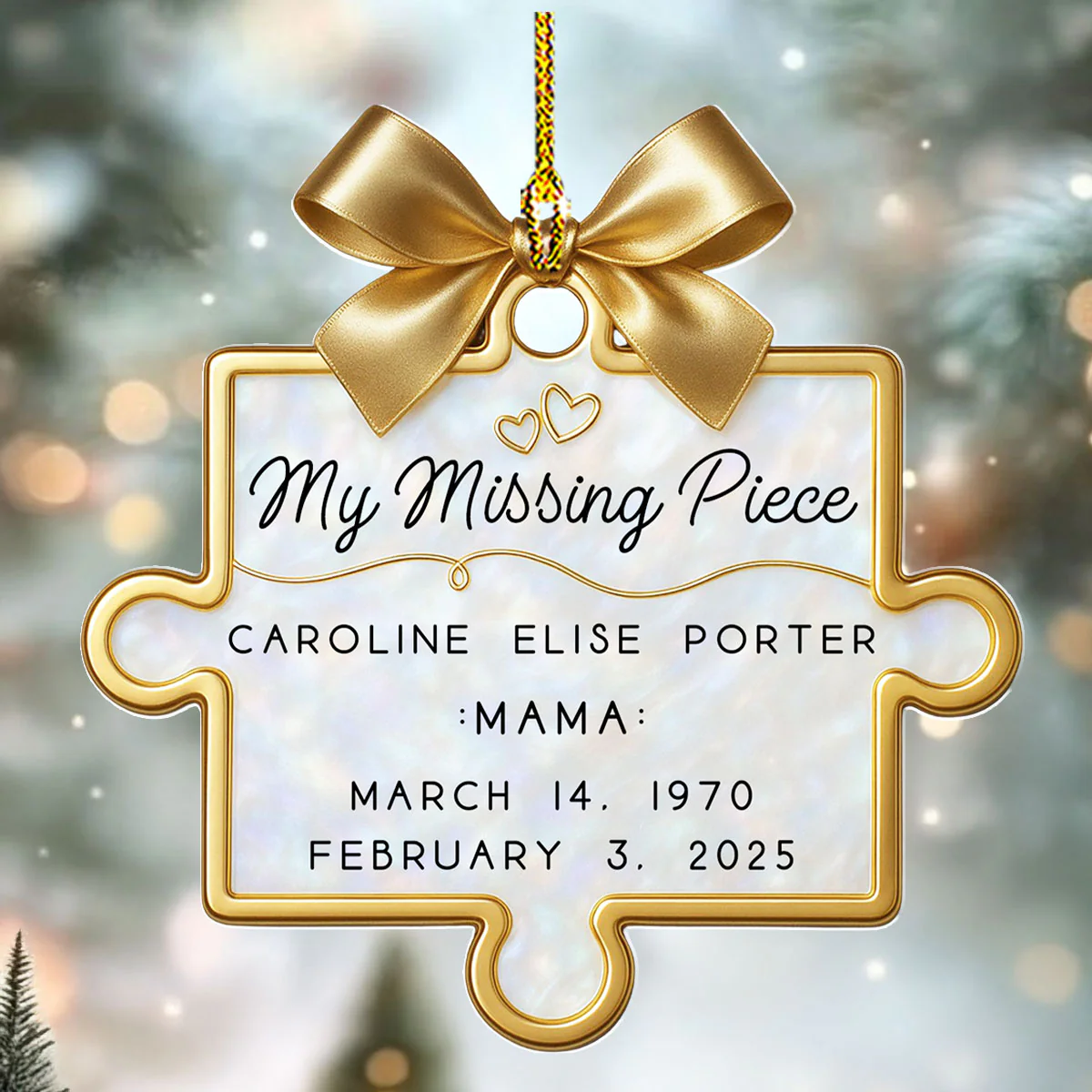 A Piece Of Us Gone - Personalized Custom Acrylic Ornament - Image 2