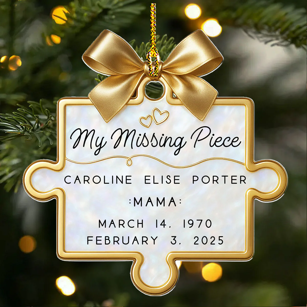 A Piece Of Us Gone - Personalized Custom Acrylic Ornament - Image 3