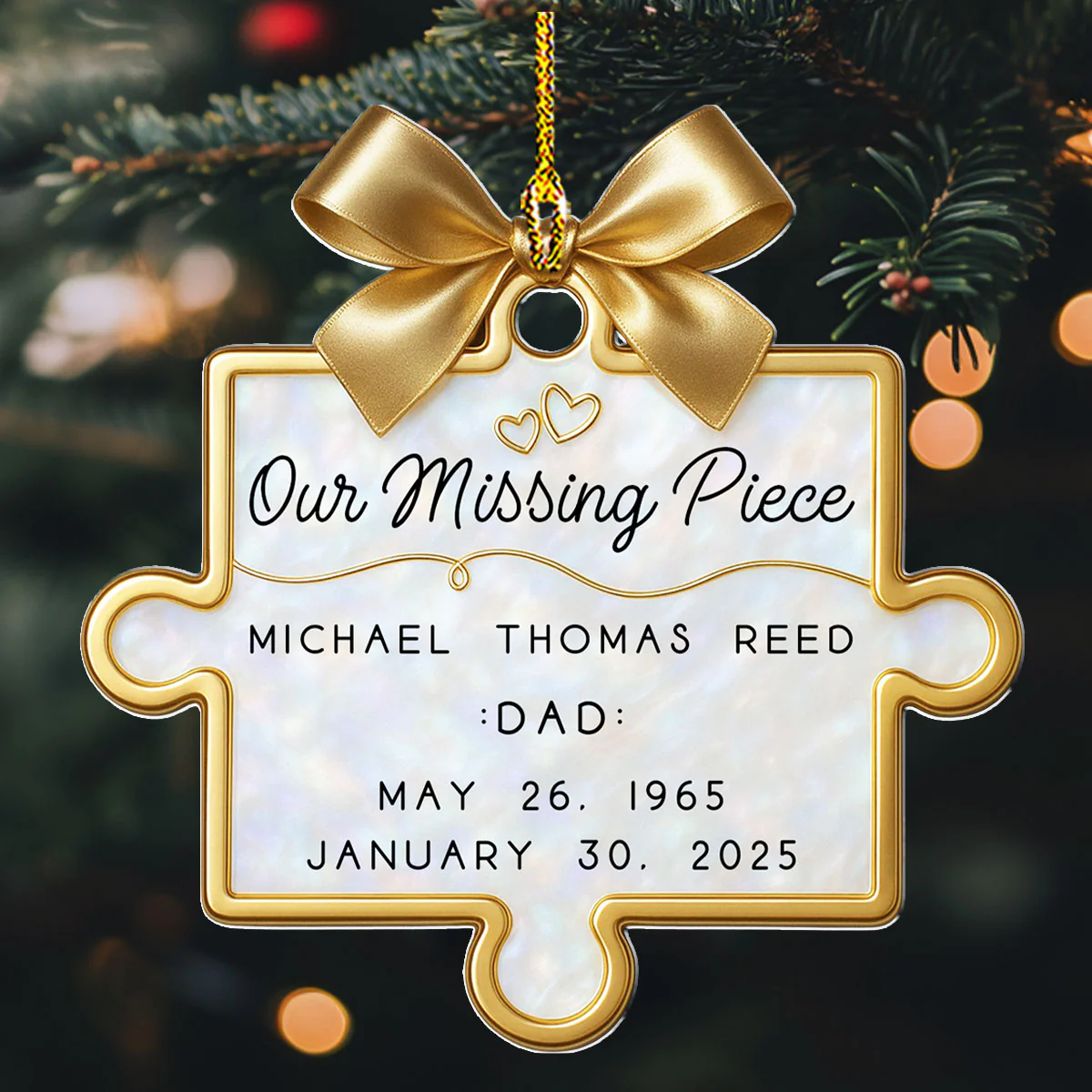 A Piece Of Us Gone - Personalized Custom Acrylic Ornament - Image 4