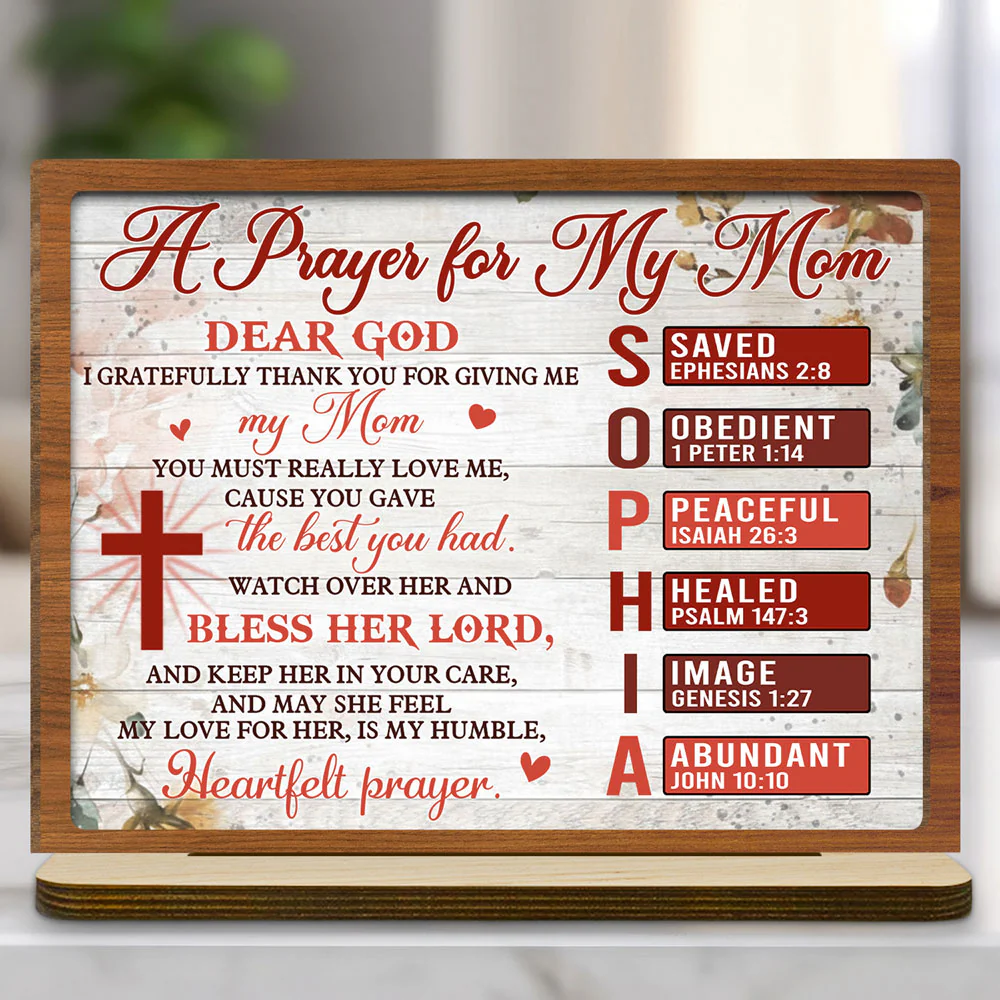 A Prayer For Mom - Personalized Custom 2-Layer Wood Plaque With Flat Base