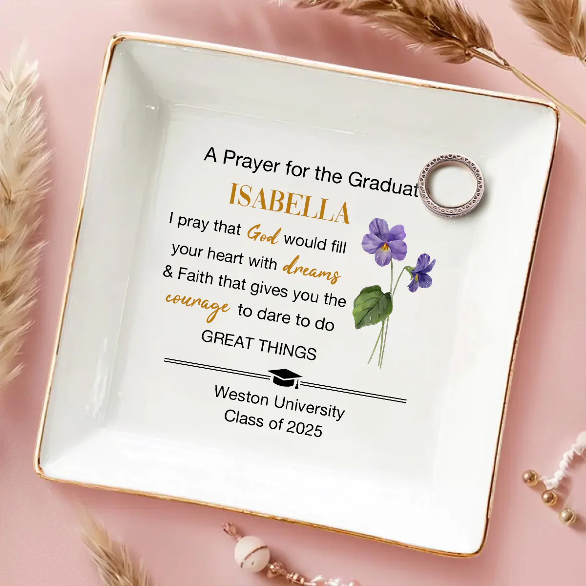 A Prayer For The Graduate - Personalized Custom Jewelry Dish - Image 4