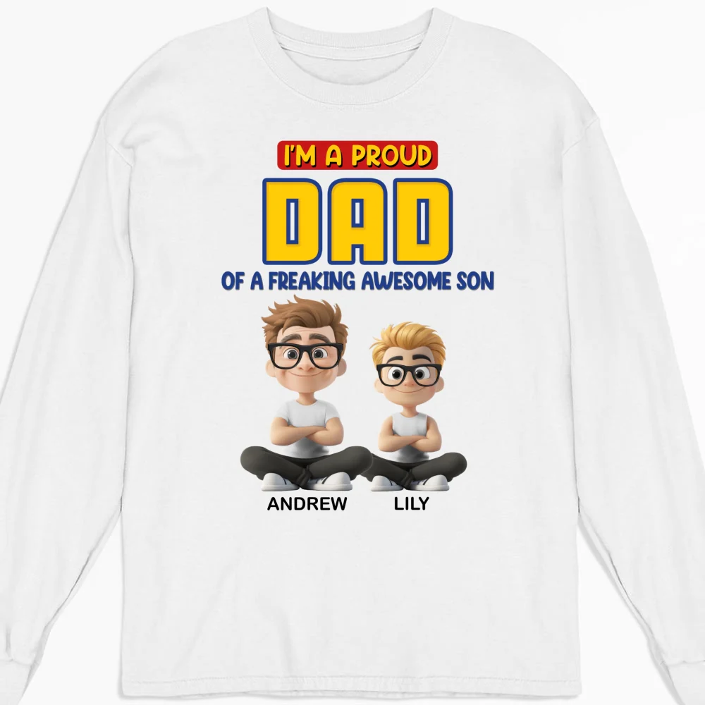 A Proud Dad of A Freaking Awesome Child - Personalized Custom Shirt - Image 10
