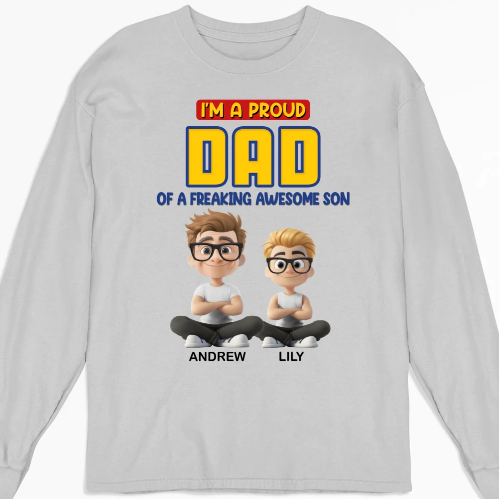 A Proud Dad of A Freaking Awesome Child - Personalized Custom Shirt - Image 11