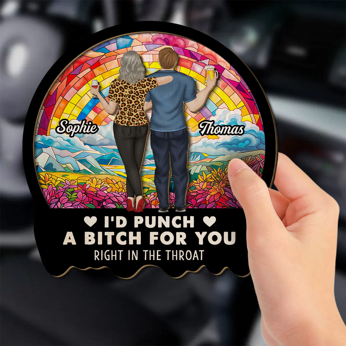 A Punch for Best Friends - Personalized Custom Car Visor Clip - Image 3