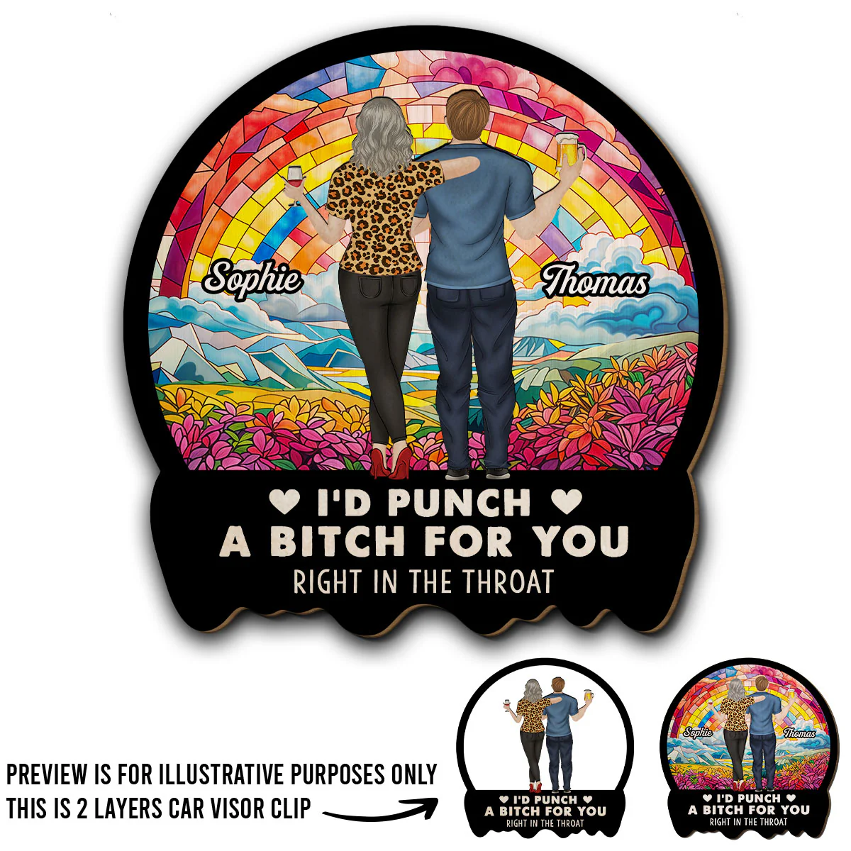A Punch for Best Friends - Personalized Custom Car Visor Clip - Image 4