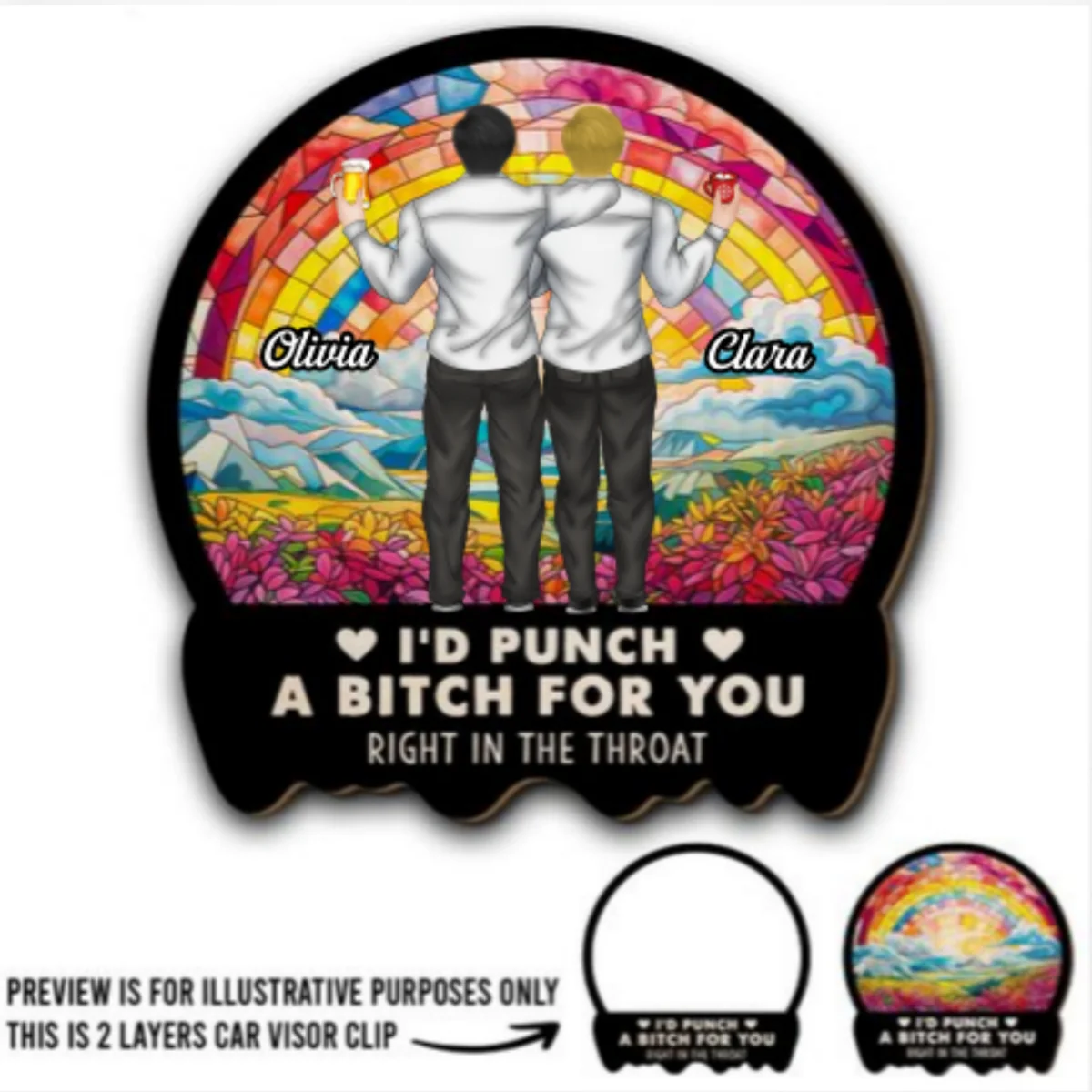 A Punch for Best Friends - Personalized Custom Car Visor Clip - Image 5